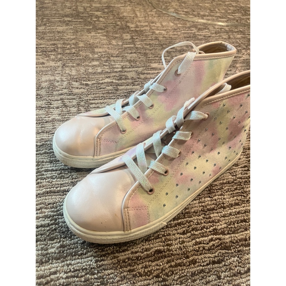 Childrens Place Girls Tie Dye Rhinestone High Top Sneakers Pink Pastel Size 6